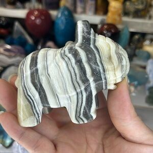 Chocolate Calcite Elephant Carving
